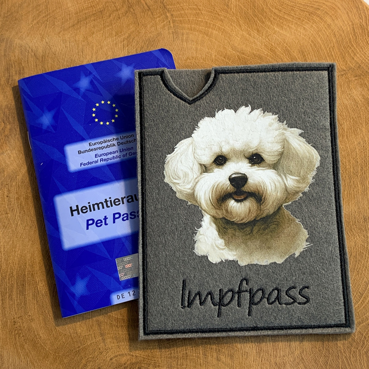 Bichon Frisé Impfpasshülle - 2 verschiedene Motive, personalisierbar