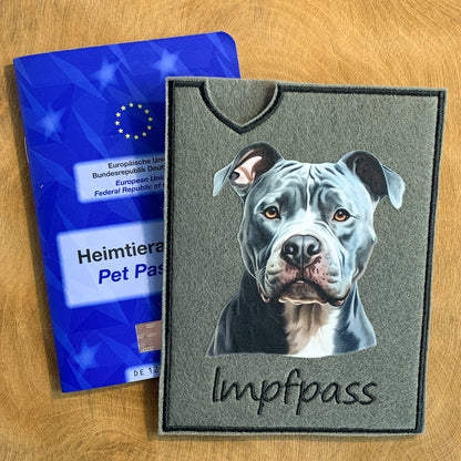 Staffordshire Terrier, Amstaff & Pitbull Impfpasshülle - 14 verschiedene Motive, personalisierbar
