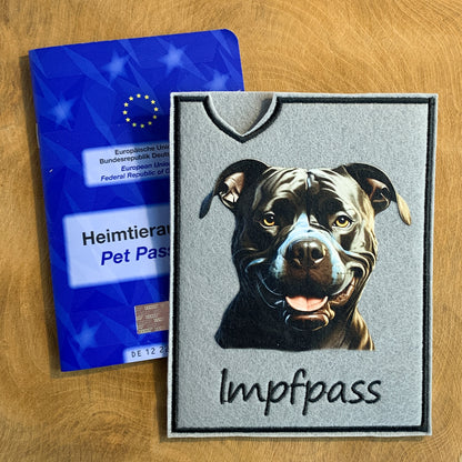 Staffordshire Terrier, Amstaff & Pitbull Impfpasshülle - 14 verschiedene Motive, personalisierbar