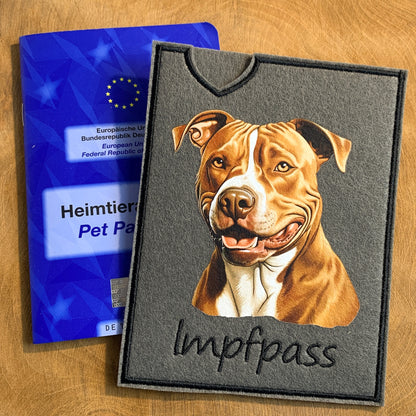 Staffordshire Terrier, Amstaff & Pitbull Impfpasshülle - 14 verschiedene Motive, personalisierbar