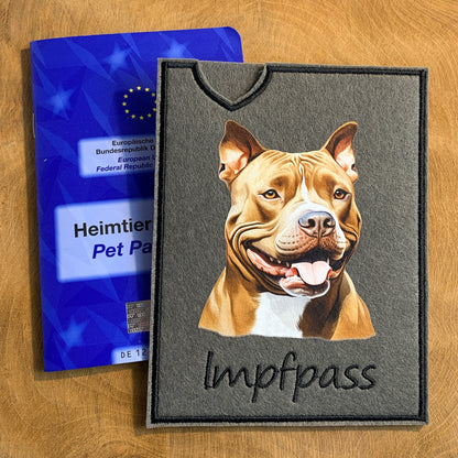 Staffordshire Terrier, Amstaff & Pitbull Impfpasshülle - 14 verschiedene Motive, personalisierbar