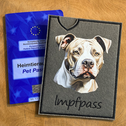 Staffordshire Terrier, Amstaff & Pitbull Impfpasshülle - 14 verschiedene Motive, personalisierbar