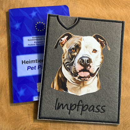 Staffordshire Terrier, Amstaff & Pitbull Impfpasshülle - 14 verschiedene Motive, personalisierbar