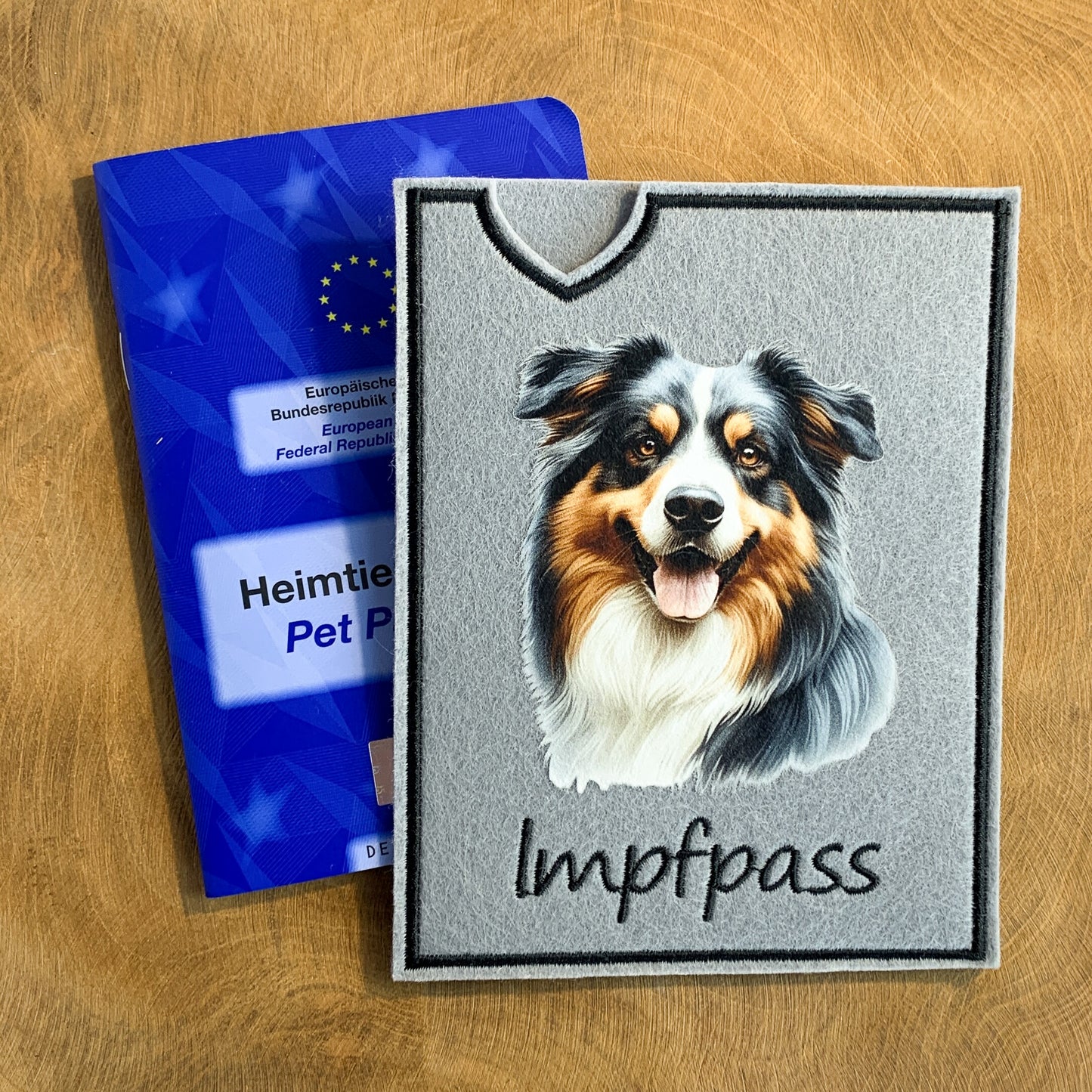 Australian Shepherd Impfpasshülle - mehrere Motive, personalisierbar