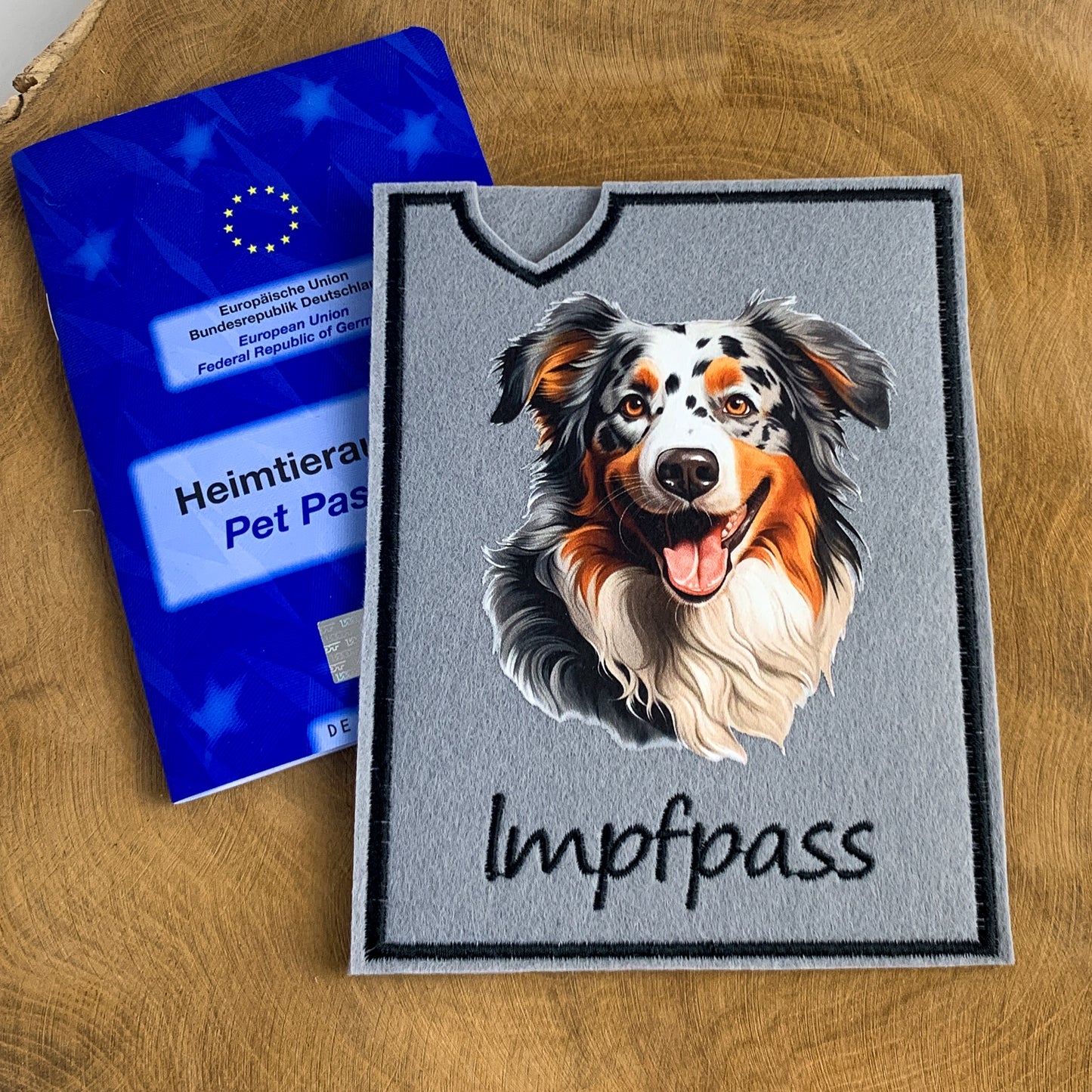 Australian Shepherd Impfpasshülle - mehrere Motive, personalisierbar