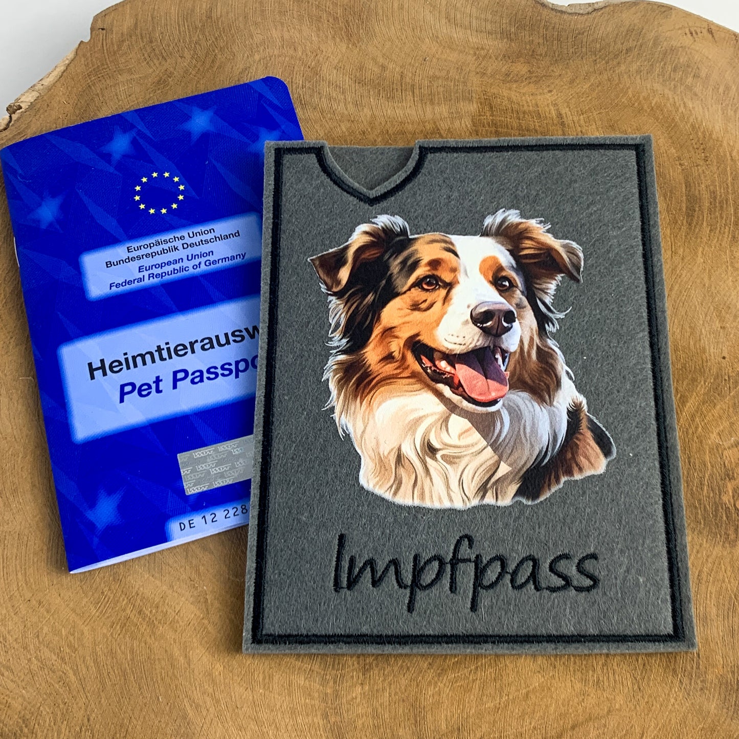 Australian Shepherd Impfpasshülle - mehrere Motive, personalisierbar