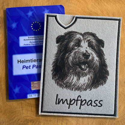 Bearded Collie Impfpasshülle - 3 verschiedene Motive, personalisierbar