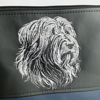 Bearded Collie Umhängetasche mit Hundemotiv aus Kunstleder, bestickt