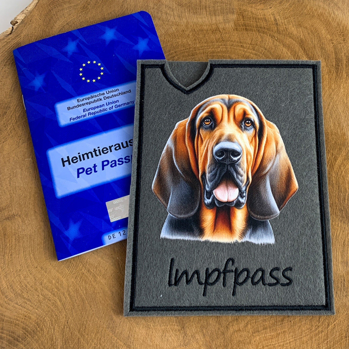 Bloodhound Impfpasshülle, personalisierbar