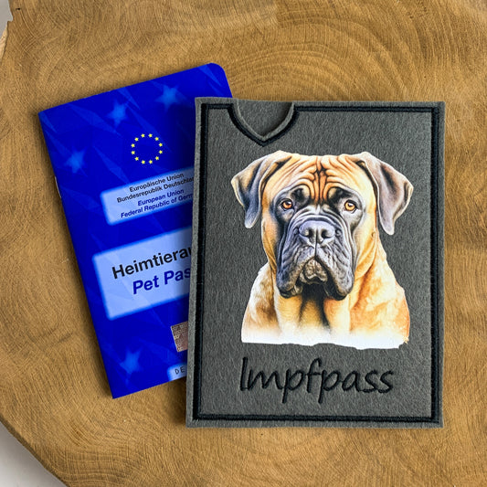Bullmastiff Impfpasshülle - 2 verschiedene Motive, personalisierbar