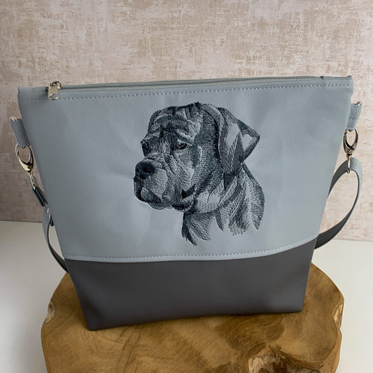 Cane Corso Umhängetasche mit Hundemotiv aus Kunstleder, bestickt