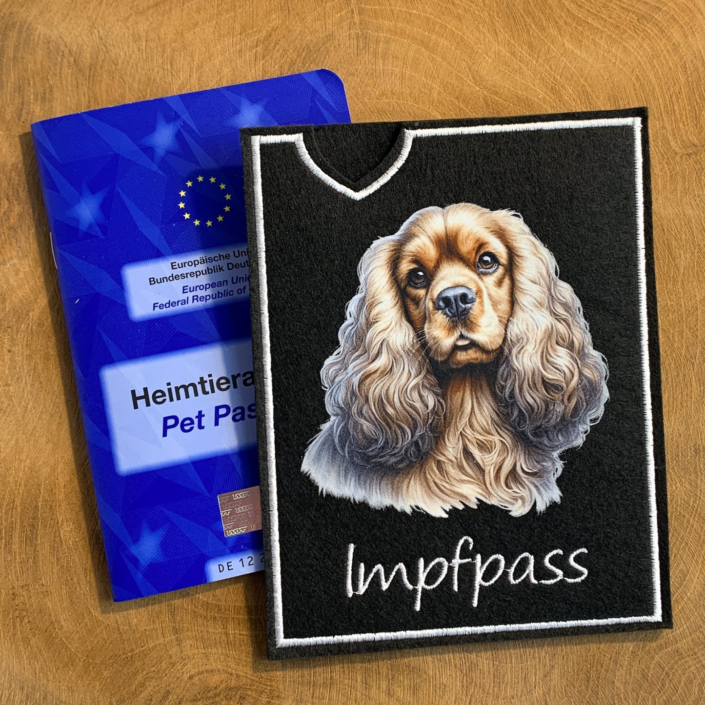Cocker Spaniel Impfpasshülle - mehrere Motive, personalisierbar