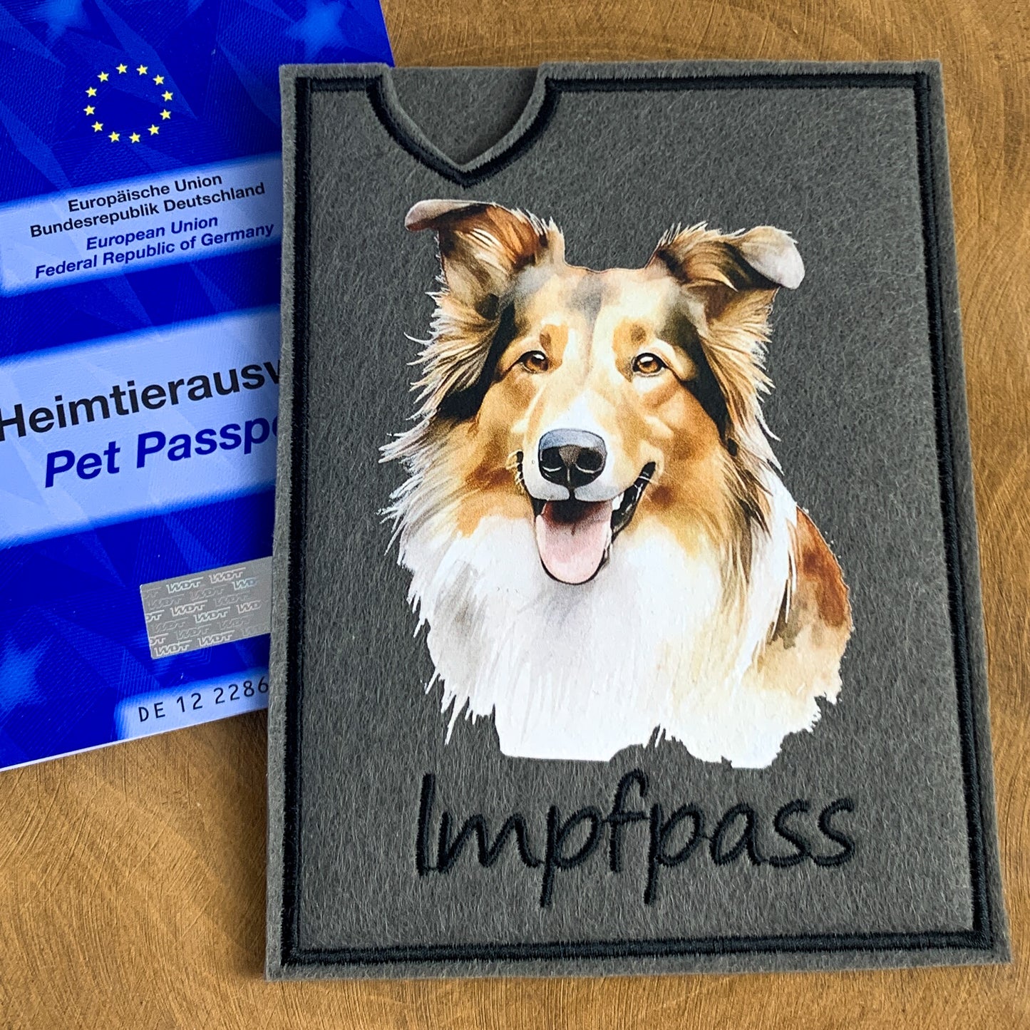 Collie Impfpasshülle - 4 verschiedene Motive, personalisierbar