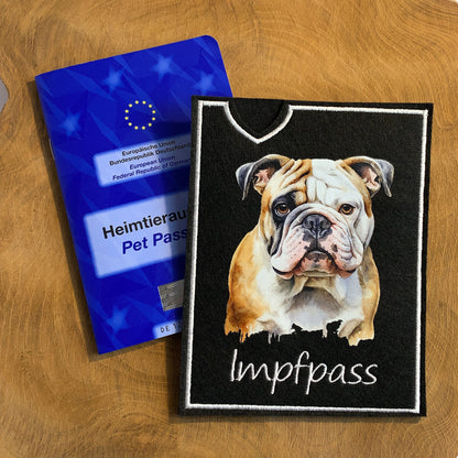 Englische Bulldogge Impfpasshülle - 5 verschiedene Motive, personalisierbar