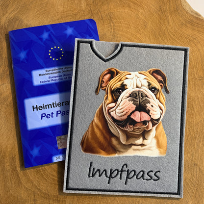 Englische Bulldogge Impfpasshülle - 5 verschiedene Motive, personalisierbar