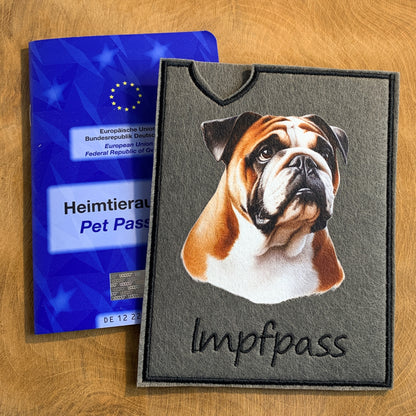 Englische Bulldogge Impfpasshülle - 5 verschiedene Motive, personalisierbar
