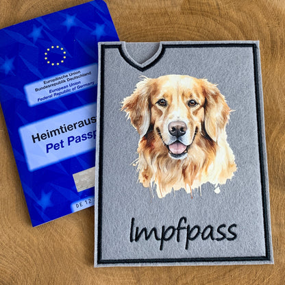 Golden Retriever Impfpasshülle- 6 verschiedene Motive, personalisierbar