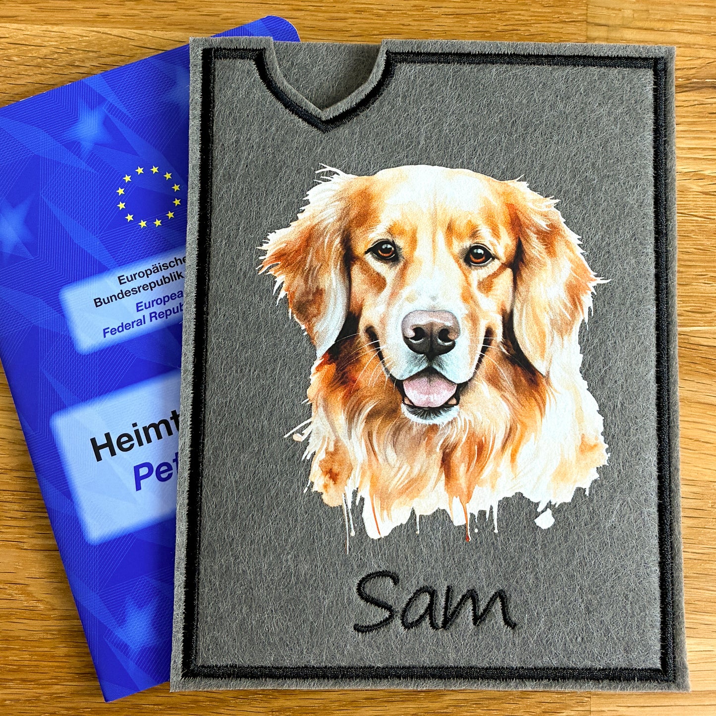 Golden Retriever Impfpasshülle- 6 verschiedene Motive, personalisierbar