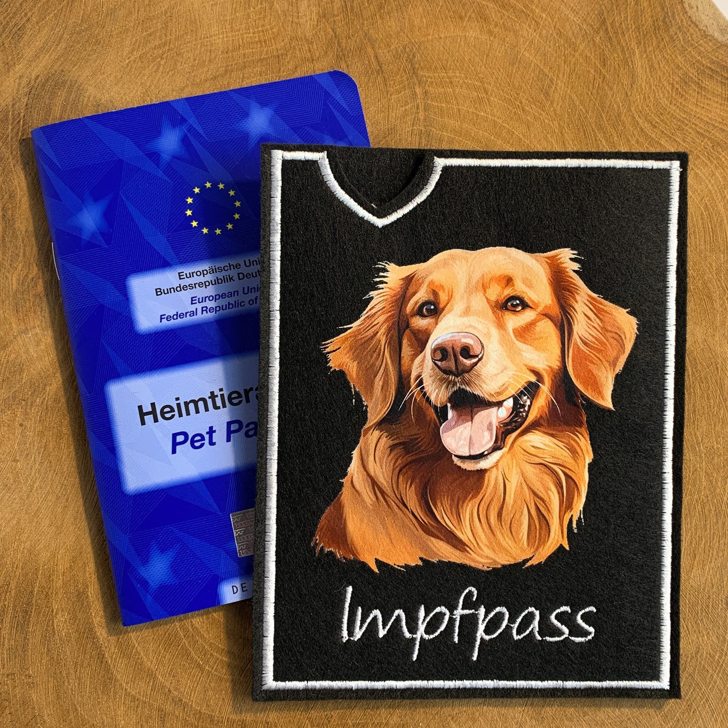 Golden Retriever Impfpasshülle- 6 verschiedene Motive, personalisierbar