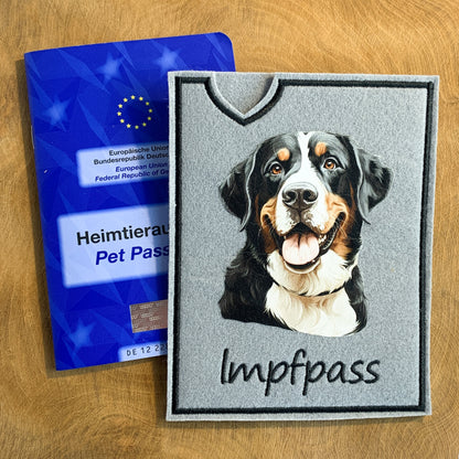Großer Schweizer Sennenhund Impfpasshülle - 4 verschiedene Motive, personalisierbar