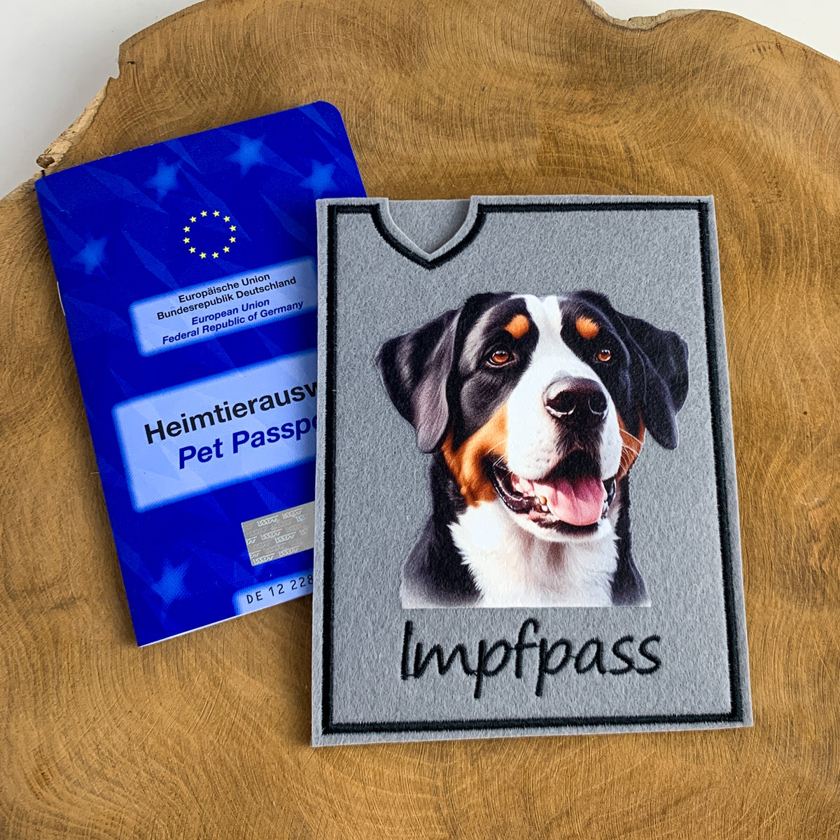 Großer Schweizer Sennenhund Impfpasshülle - 4 verschiedene Motive, personalisierbar
