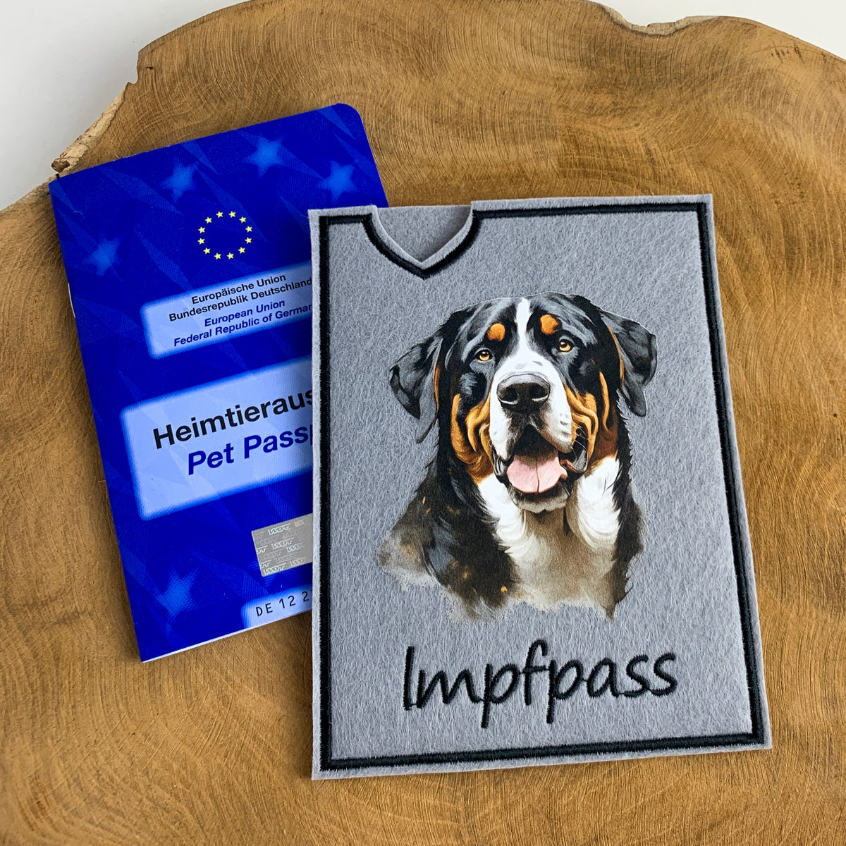 Großer Schweizer Sennenhund Impfpasshülle - 4 verschiedene Motive, personalisierbar