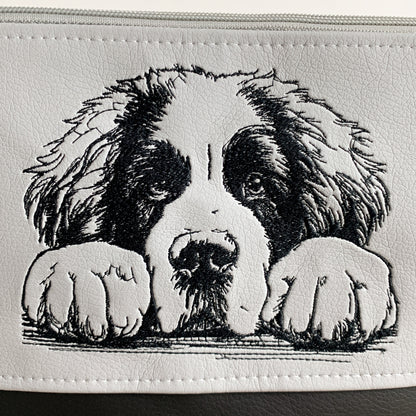 Landseer Umhängetasche mit Hundemotiv aus Kunstleder, bestickt