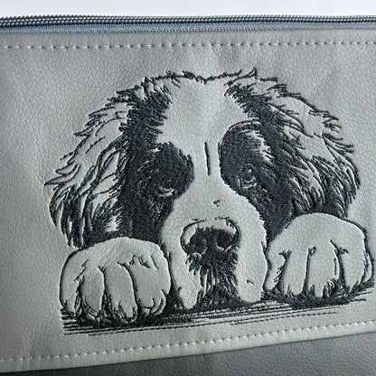 Landseer Umhängetasche mit Hundemotiv aus Kunstleder, bestickt