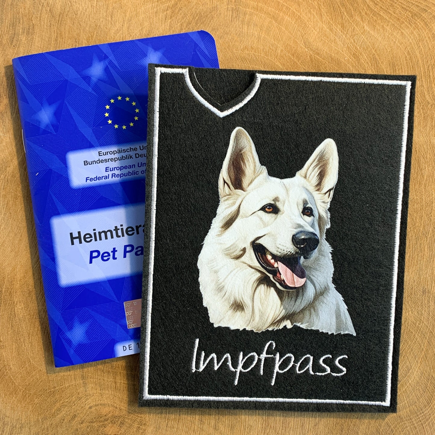 Weißer Schäferhund Impfpasshülle (Motiv 1)