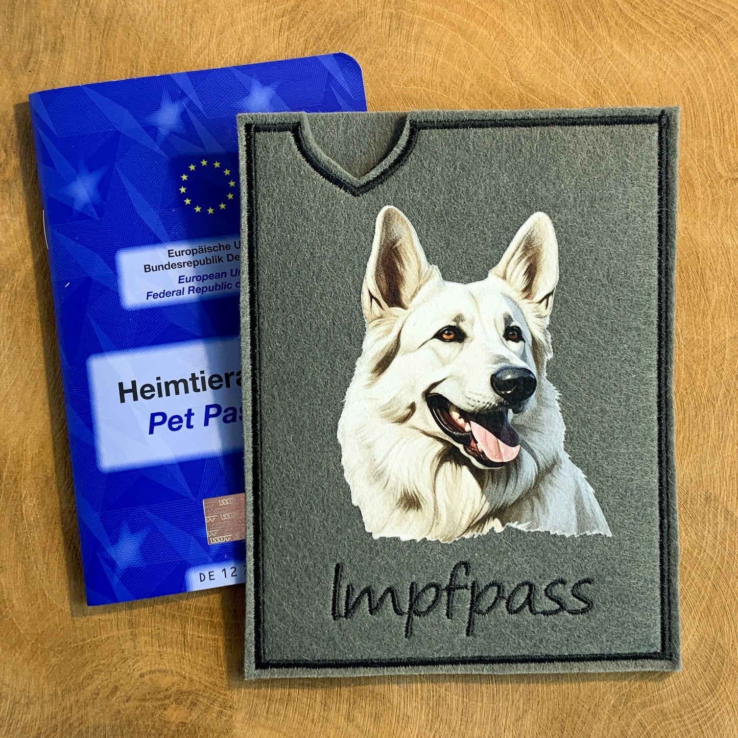 Weißer Schäferhund Impfpasshülle (Motiv 1)