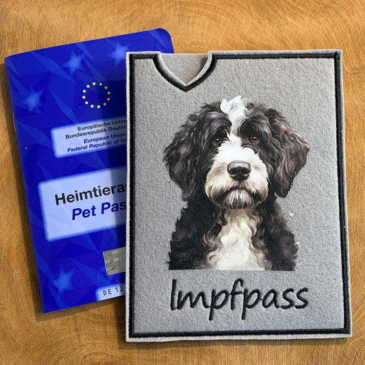 Portugiesischer Wasserhund Impfpasshülle (Motiv 1)