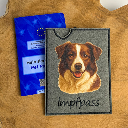 Border Collie Impfpasshülle braun (Motiv 2)