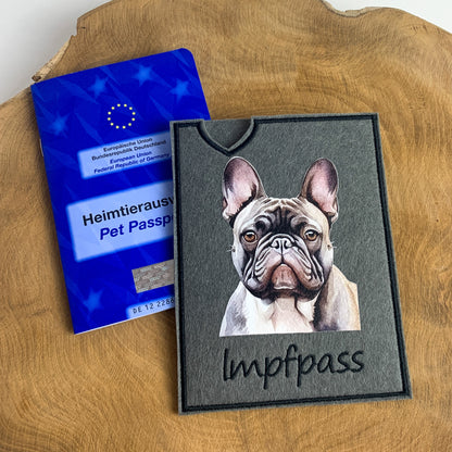 Französische Bulldogge Impfpasshülle - 11 verschiedene Motive, personalisierbar