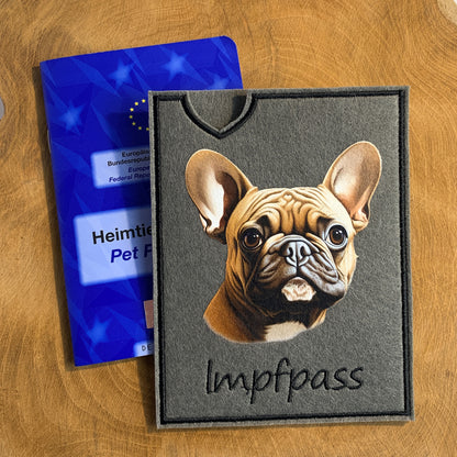 Französische Bulldogge Impfpasshülle - 11 verschiedene Motive, personalisierbar