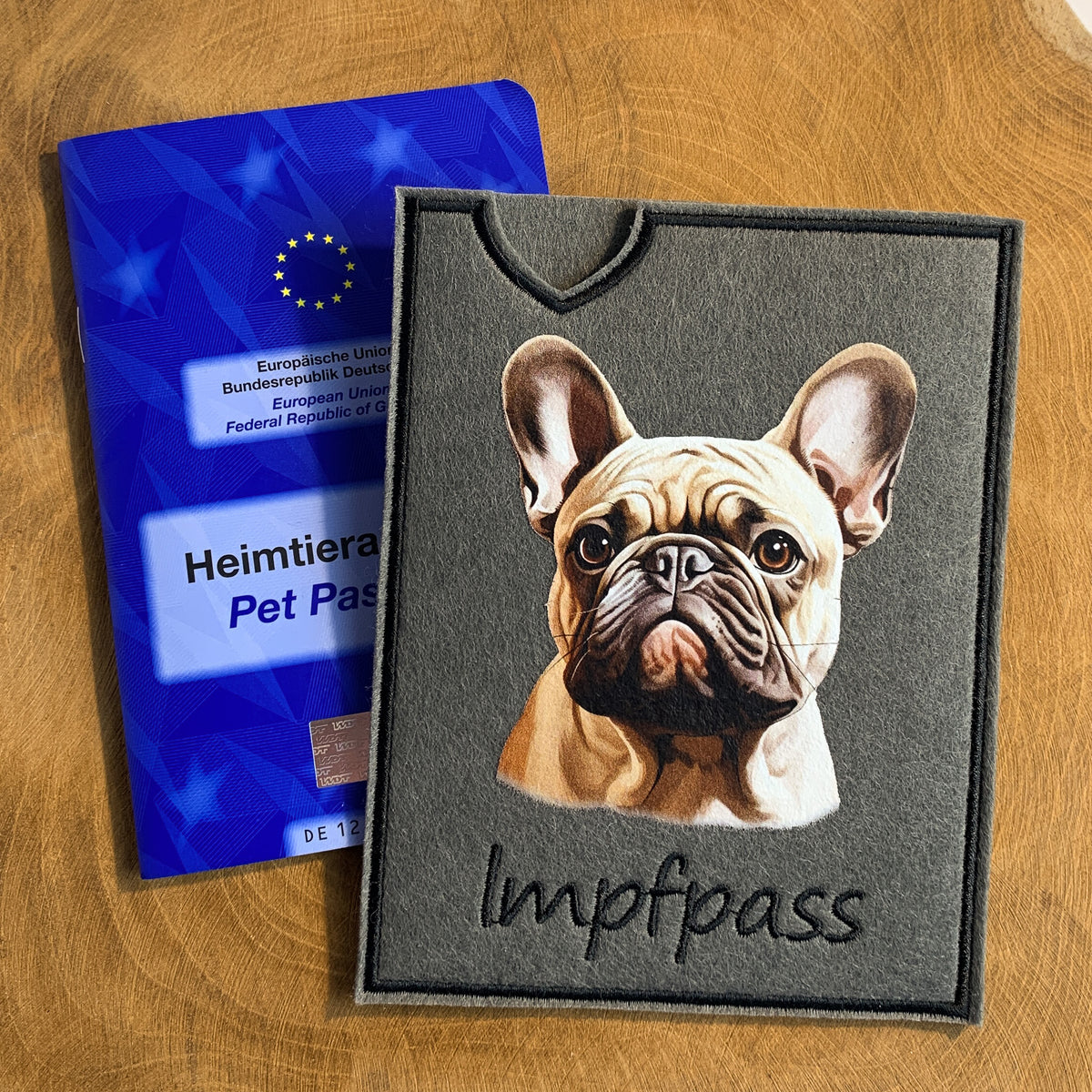 Französische Bulldogge Impfpasshülle - 11 verschiedene Motive, personalisierbar
