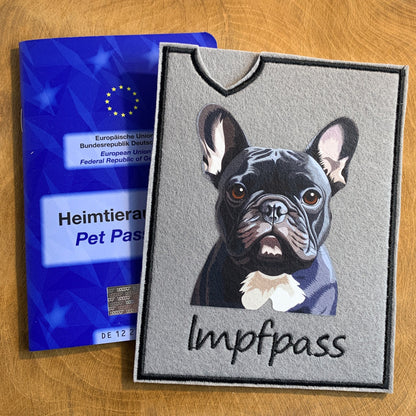 Französische Bulldogge Impfpasshülle - 11 verschiedene Motive, personalisierbar