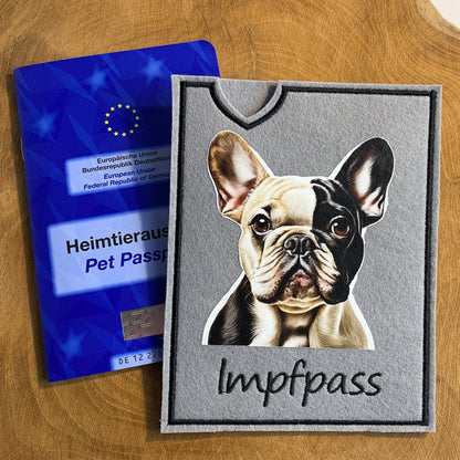 Französische Bulldogge Impfpasshülle - 11 verschiedene Motive, personalisierbar