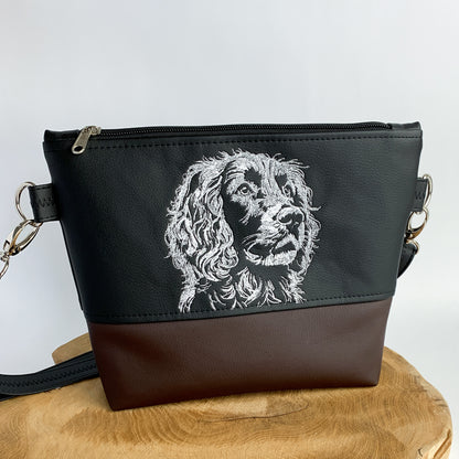 Kleiner Muensterlaender Tasche mit Hundemotiv Kunstleder bestickt