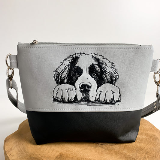 Landseer Tasche mit Hundemotiv Kunstleder bestickt