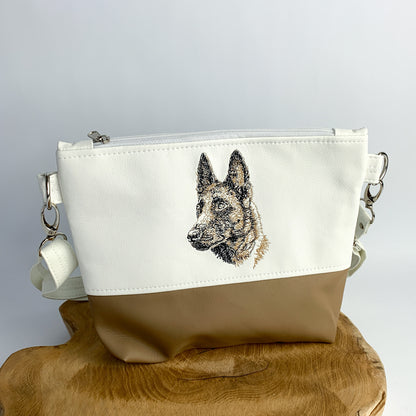 Malinois Tasche mit Hundemotiv Kunstleder bestickt