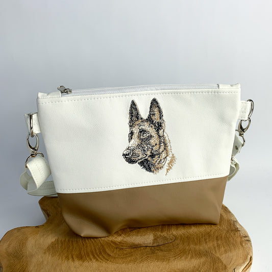 Malinois Tasche mit Hundemotiv Kunstleder bestickt