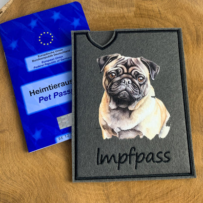 Mops Impfpasshülle - 3 verschiedene Motive, personalisierbar