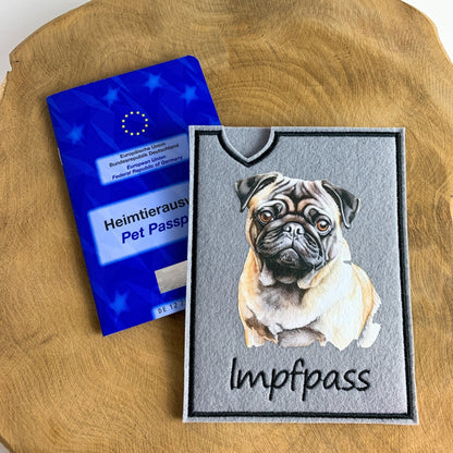 Mops Impfpasshülle - 3 verschiedene Motive, personalisierbar