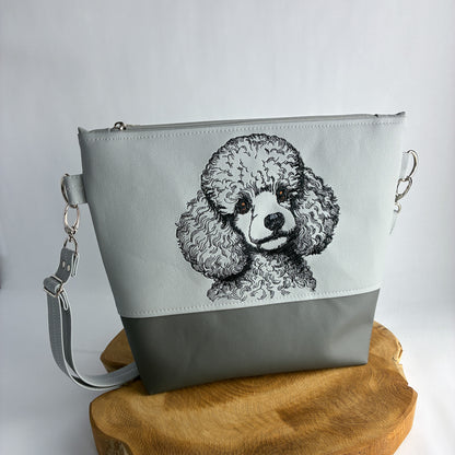Pudel Tasche mit Hundemotiv Kunstleder bestickt