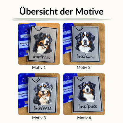 Berner Sennenhund Impfpasshülle - 4 verschiedene Motive, personalisierbar
