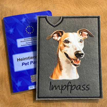 Whippet Impfpasshülle - 3 verschiedene Motive, personalisierbar