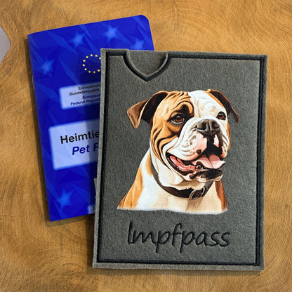 American Bulldog Impfpasshülle - 4 verschiedene Motive, personalisierbar