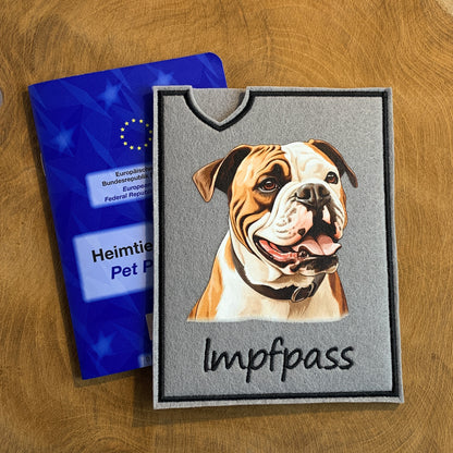 American Bulldog Impfpasshülle - 4 verschiedene Motive, personalisierbar
